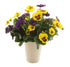 Artificial 37cm Yellow and Purple Pansy Display in a 13.5cm White Round Pot